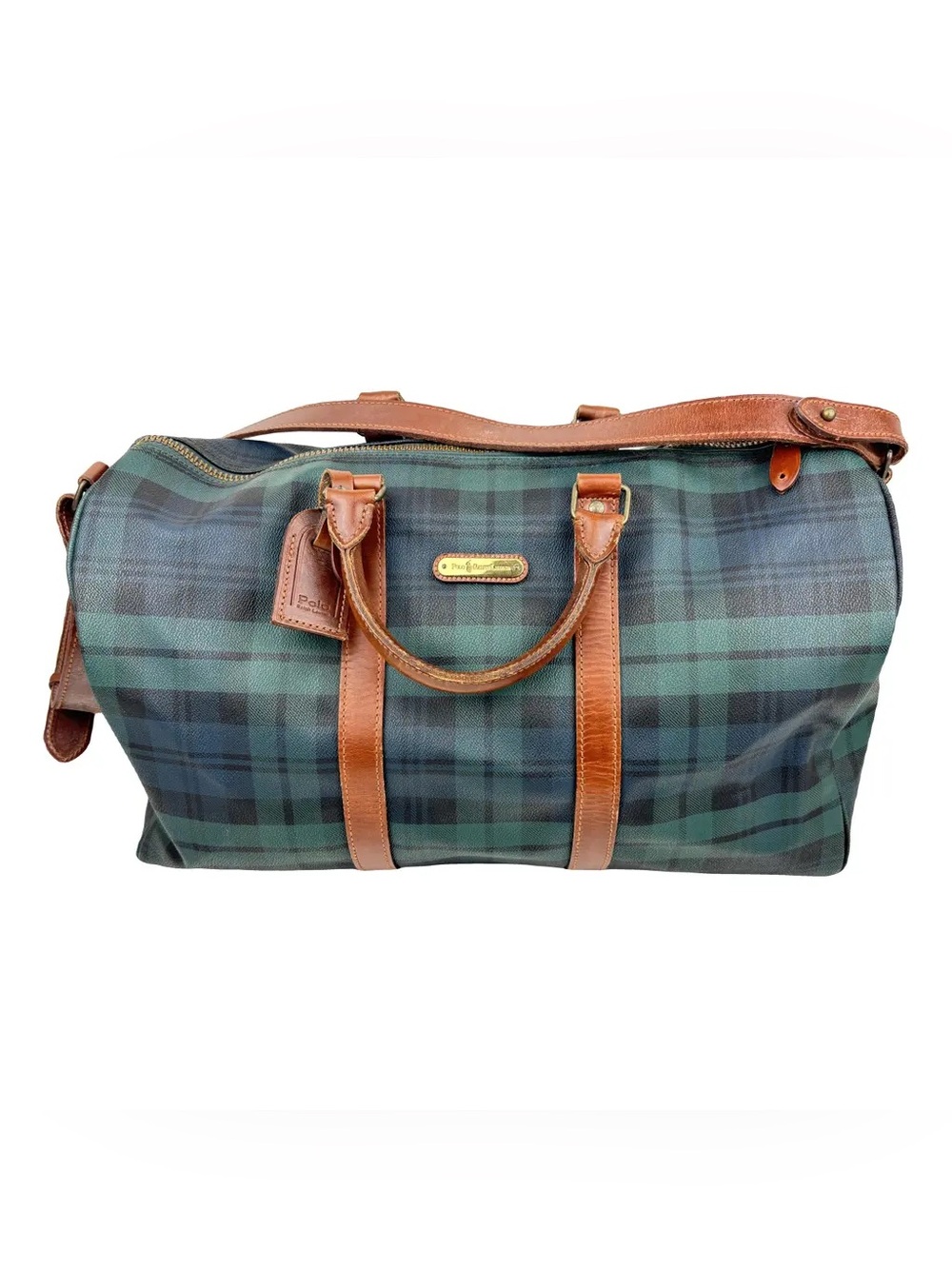 Vintage POLO RALPH LAUREN Classic Green Plaids Tartan XL Overnight Duffle Bag